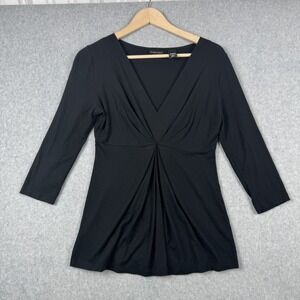 New York & Company Top Womens XS Black Babydoll Y2K VTG V Neck 3/4 Sleeve Goth